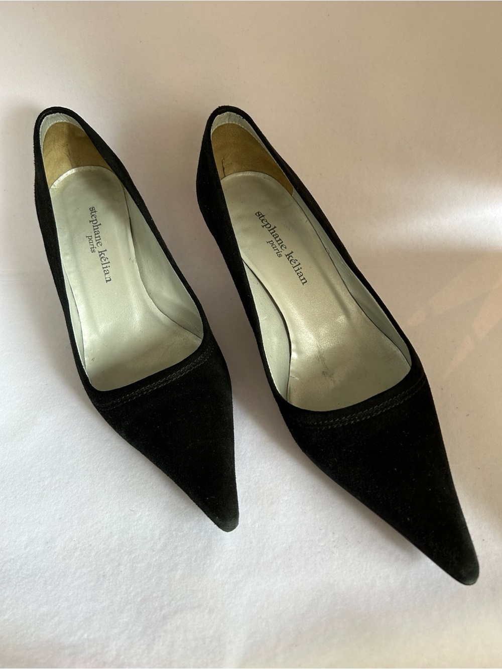 Stephane Kelian Black Suede Pointed Toe Pumps